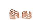 Copper Bohemian Ring, 2 Rose Gold Plated Copper Chevron Adjustable Ring Settings (16-17mm) 23 Gauge Mn87 Q0463