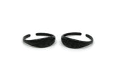 Black Adjustable Ring, 4 Oxidized Black Brass Leaf Theme Adjustable Rings (17mm) SY0134 H0341