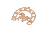 Copper Horse Charm, 2 Raw Copper Horseshoe Charms With 1 Loop, For Jewelry Making (30x31x0.80mm) SMP3101