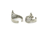 Silver Wing Ring, 2 Antique Silver Plated Brass Adjustable Wing Rings N0023