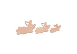 Copper Rabbit Charm, Raw Copper Rabbit Charms With 2 Loops, Bunny Findings (10/14/17x0.80mm) SMP3316