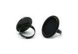 Adjustable Ring Setting, Oxidized Black Brass Adjustable Ring With 1 Oval Pad H0624