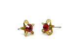 Brass Stud Earrings, 8 Light Siam Crystal Rhinestone Beads Brass Stud Earrings With 5 Holes, Brass Setting for SS24 - 5.3mm SS24 D1273