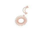 Copper Dangle Charm, Raw Copper Sun And Crescent Moon Shaped Charms With 3 Loops, Findings (43x23x0.80mm) SMP3298