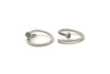 Silver Nail Ring, 2 Antique Silver Plated Brass Adjustable Nail Rings - (15mm) D0433 Q0200