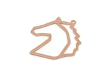 Copper Horse Charm, 4 Raw Copper Horse Charms With 1 Loop, For Jewelry Making (27x26x0.80mm) SMP3100