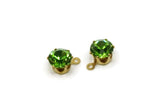Brass Bead, 8 Raw Brass Olivine Crystal Rhinestone Prong Setting 4 Hole Slider SS29 F104