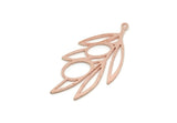 Copper Leaf Charm, 4 Raw Copper Olive Branch Charms With 1 Loop, Charm Pendants (40x21x0.80mm) SMP3043