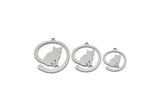 Steel Cat Charm, Stainless Steel Cat Charms With 1 Loop, Animal Jewelry, Findings (20/25/30x0.80mm) SMP3317