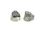 Silver Ring, 2 Antique Silver Plated Brass Adjustable Rings N0005