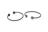 Wire Bohemian Cuff Zircon Bead Ending, 1 Oxidized Black Brass Open Wire Bracelets With CZ Zircon Bead Ending V082