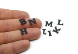 Black Letter Charm, 26 Oxidized Black Brass Letter Alphabets, 1 Pc From Each Letter, Whole Alphabet