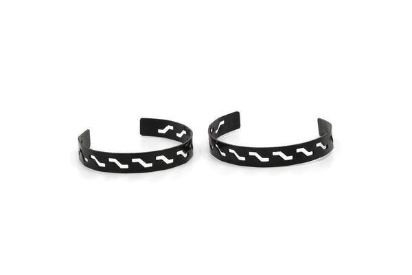 Black Zigzag Cuff, Oxidized Black Brass Zigzag Cuff Bracelet Blank Bangles Without Holes (10x145x1mm) BRC124