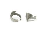 Silver Triangle Ring, 2 Antique Silver Plated Brass Adjustable Triangle Ring N0089