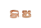 Striped Ring Setting, Rose Gold Plated Brass Adjustable Geometric 2 Striped Ring Settings for Soldering (14mm) Mn52 Q0262
