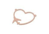 Copper Airplane Charm, Raw Copper Heart Charms With 2 Loops, Necklace Pendants, Connector Findings (23.5x30x0.80mm) SMP3308