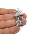 Steel Leaf Charm, 4 Stainless Steel Branch Charms With 1 Loop, Charm Pendants (62x27x0.80mm) SMP1133 SMP3355 A6887