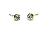 Brass Stud Earrings, 8 White Crystal Rhinestone Beads Brass Stud Earrings Brass Setting for SS24 - 5.3mm SS24 N0678