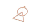 Copper Round Charm, Raw Copper Triangle Charms With 1 Loop, Geometric Findings (25x17x0.80mm) SMP3302