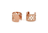Rose Gold Boho Ring, Rose Gold Plated Brass Adjustable Ring Settings - 16-17mm / 23 Gauge Mn25 Q0313