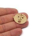 Brass Face Charm, Raw Brass Face Charms, Earring Findings, For Jewelry Making SMP2858