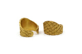 Brass Ethnic Ring, Raw Brass Fish Scale Textured Adjustable Ethnic Rings (16mm) E410