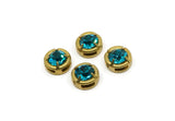 Brass Bead, 6 Raw Brass Aquamarine Crystal Diamond Rhinestones Setting for 8.3mm SS39 SY0052