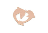Copper Dolphin Charm, Raw Copper Heart Shaped Charms With 1 Loop, Earring Charm, Necklace Findings (25x30x0.80mm) SMP3311