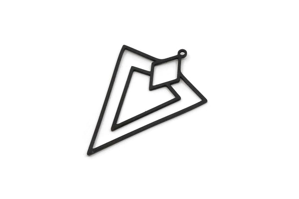 Black Triangle Charm, 8 Oxidized Black Brass Triangle Shaped Charms With 1 Loop, Findings (40x27x0.60mm) Y131