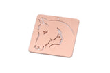 Copper Square Charm, 2 Raw Copper Horse Patterned Square Charms With 1 Hole, For Jewelry Making (30x30x0.80mm) SMP2993