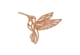 Copper Bird Charm, 2 Raw Copper Hummingbird Shaped Charms, Findings (37x39x0.80mm) SMP3083