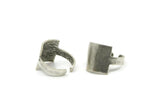 Silver Ring, Antique Silver Plated Brass Adjustable Square Rings N0095
