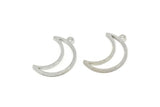 Silver Moon Charm, 24 Silver Tone Crescent Moon Charms With 1 Loop (17x5x1mm) A3768