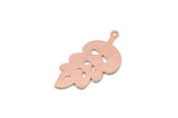 Copper Leaf Charm, 6 Raw Copper Leaf Charms With 1 Loop, Findings (30x15.5x0.80mm) SMP2944