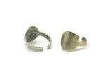 Silver Round Ring, 2 Antique Silver Plated Brass Adjustable Round Rings N0092