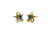 Brass Stud Earrings, 8 Black Diamond Crystal Rhinestone Beads Brass Stud Earrings Brass Setting for SS24 - 5.3mm SS24 BS 1253 Y204