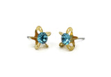 Brass Stud Earrings, 8 Aquamarine Crystal Rhinestone Beads Brass Stud Earrings Brass Setting for SS24 - 5.3mm SS24 BS 1253 Y120