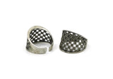 Silver Ring, 2 Antique Silver Plated Brass Adjustable Rings N0017