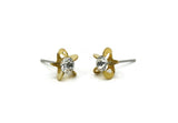 Brass Stud Earrings, 6 Crystal Rhinestone Beads Brass Stud Earrings Brass Setting for SS18 - 4.3mm SS18 N0374