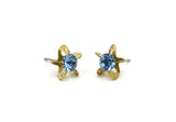 Brass Stud Earrings, 8 Light Sapphire Crystal Rhinestone Beads Brass Stud Earrings Brass Setting for SS24 - 5.3mm SS24 BS 1253 Y293