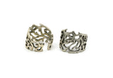 Boho Lace Ring, Antique Silver Plated Brass Adjustable Bohemian Modern Lace Rings N0146