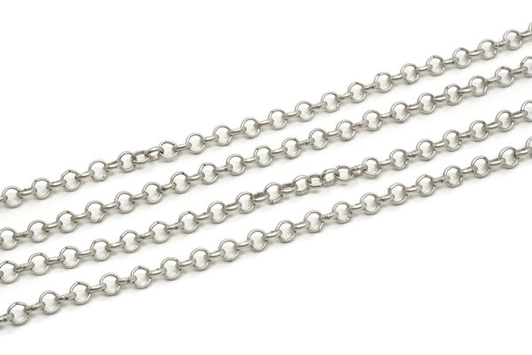 Silver Rolo Chain, 1 Meter Antique Silver Plated Brass Rolo Belcher Chain, Link Chain (5mm) MB 8-29 Z161