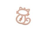 Copper Dangle Charm, Raw Copper Cat And Dangle Fish Charms With 3 Loops, Findings (29x22x0.80mm) SMP3293