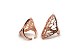 Rose Gold Leaf Ring, Rose Gold Plated Brass Adjustable Leaf Rings N0030 Q0408