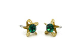 Brass Stud Earrings, 8 Emerald Crystal Rhinestone Beads Brass Stud Earrings Brass Setting for SS24 - 5.3mm SS24 BS 1253 Y241