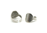 Silver Ring, 2 Antique Silver Plated Brass Adjustable Geometric Ring N0112
