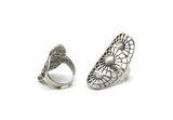 Silver Boho Ring, Antique Silver Plated Brass Adjustable Rings Mn73 Q0541