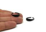 Black Adjustable Ring, 4 Oxidized Black Brass Leaf Theme Adjustable Rings (17mm) SY0134 H0341