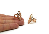 Rose Gold Ring, Rose Gold Plated Brass Diamond Shape Adjustable Rings Q0286