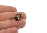 Drop Crystal Charm, 4 Tea Swarovski Crystal Drop With Raw Brass Prong Setting (18x13mm) D1732